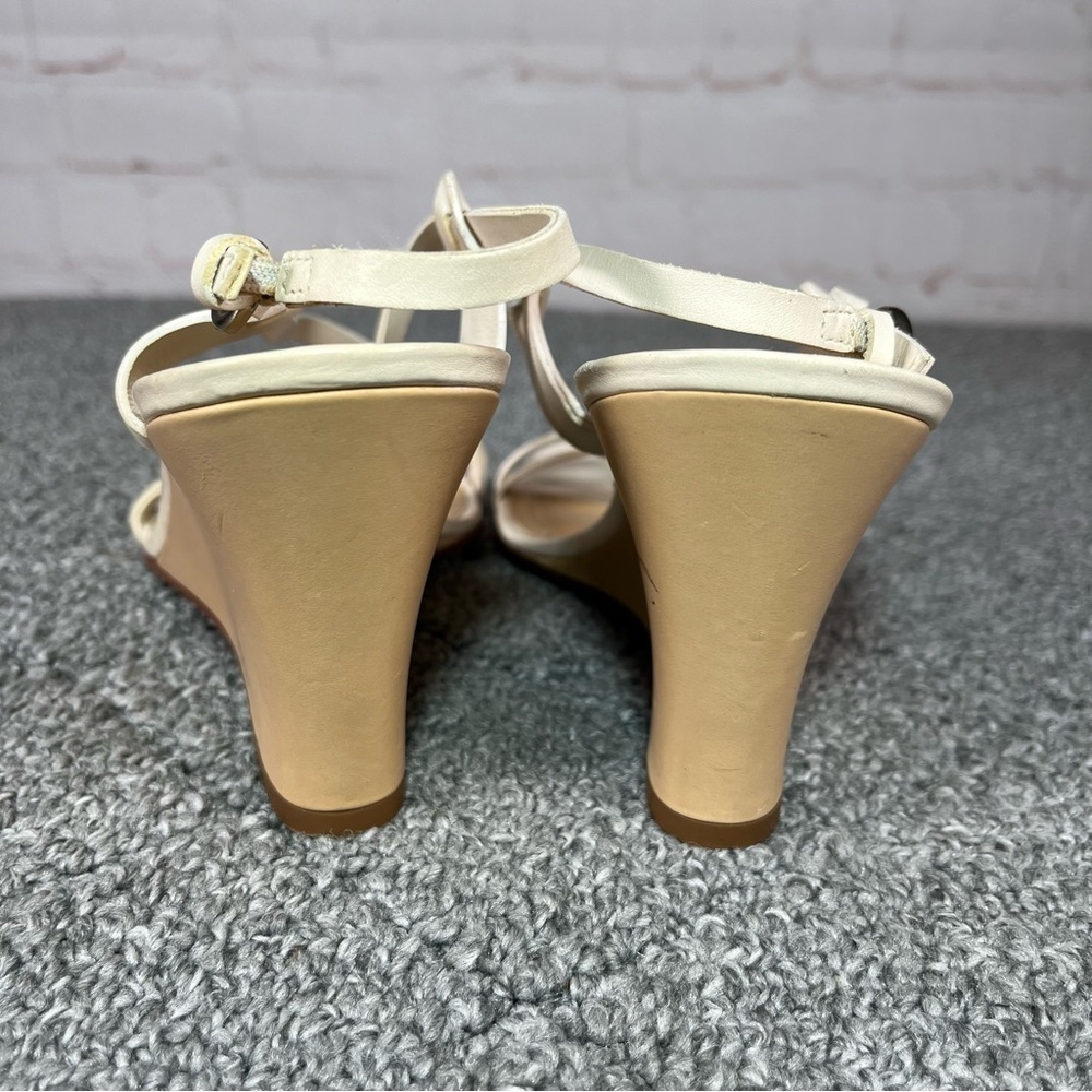 Ann Taylor Strappy Sling Back Wedge Heel Sandals Ivory Size 9.5 - Picture 5 of 8